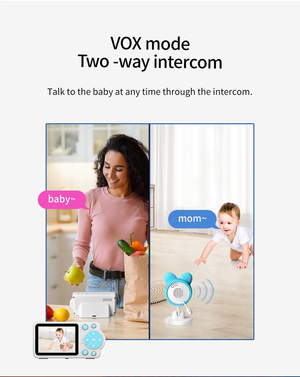 Baby Care Infrared Night Vision Breastfeeding Reminder Temperature Detection Lullaby Wireless Connection Video Surveillance