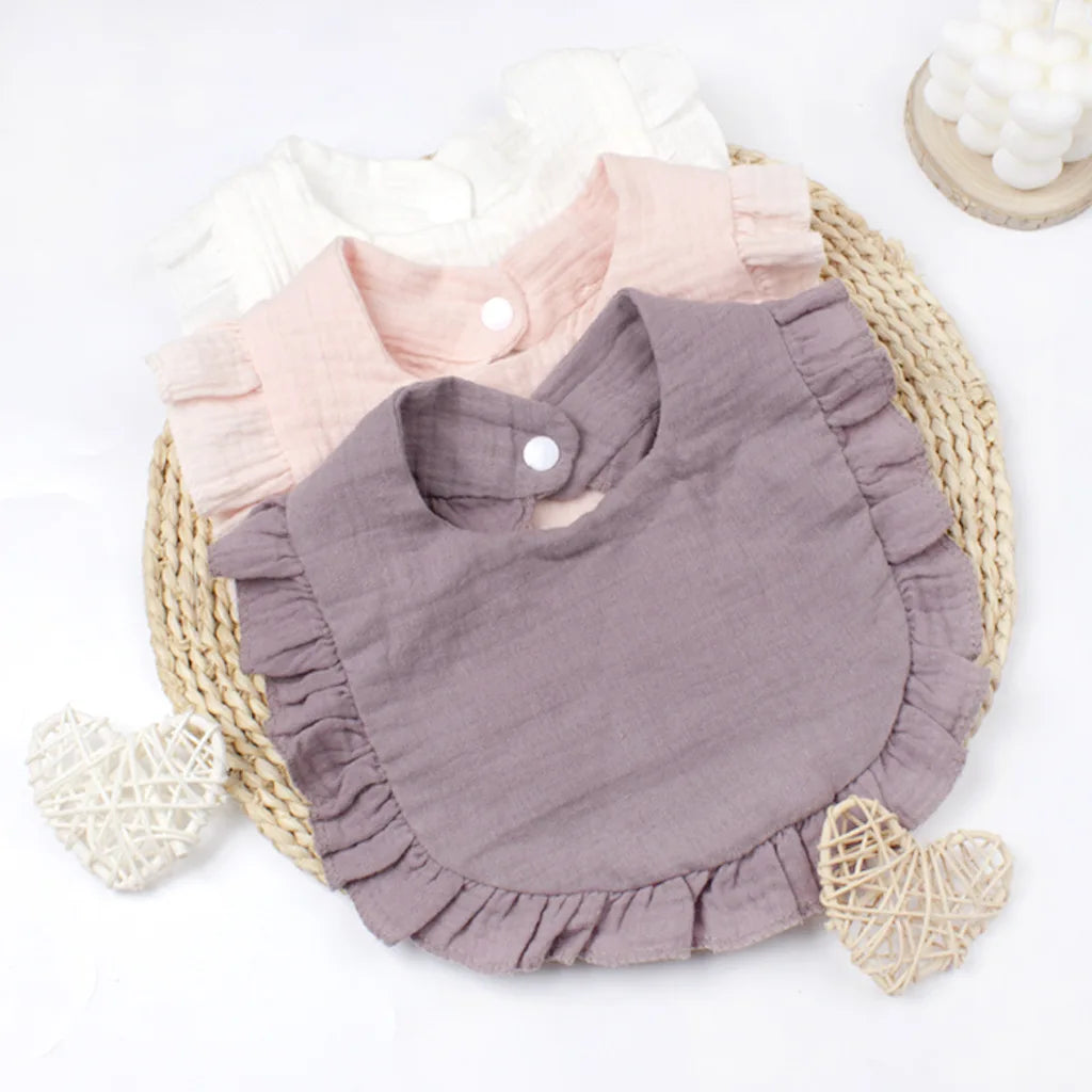 Gauze Bib for Boys Girls Pure Cotton Candy Colored Comfortable Saliva Bib Baby Solid Colored Lace Saliva Towel Baby Products