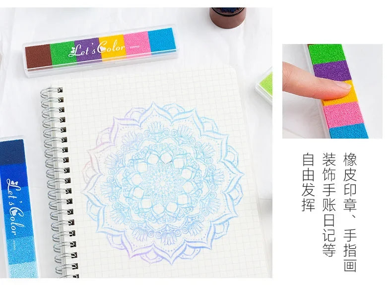 Journamm Finger Painting Kit Drawing Stencils Colorful Inkpad DIY Scrapbooking Creative Stationery Paint Tool School Supplies