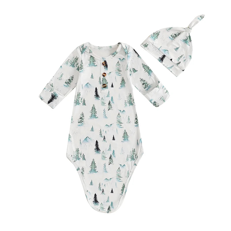 Organic Cotton Long Sleeve Baby Sleep Sack with Cute Animal Print Newborn Gown Baby Wearable Blanket for Girls and Boys