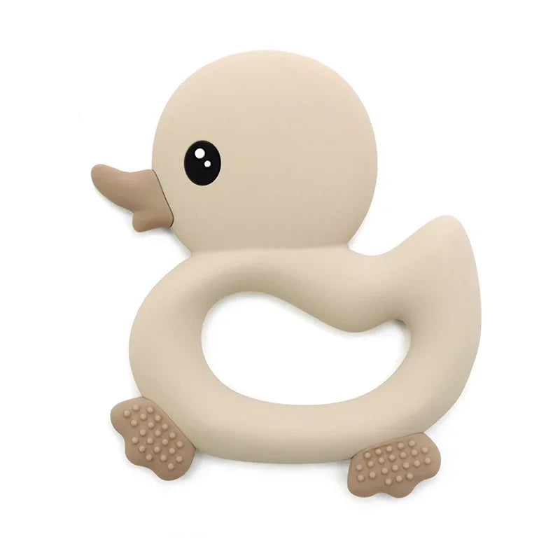 Food Grade Soft Silicone Infant Cartoon Duck Teether Sensory Teething Toys for Newborn Molar Nursing Baby Accessories BPA Free