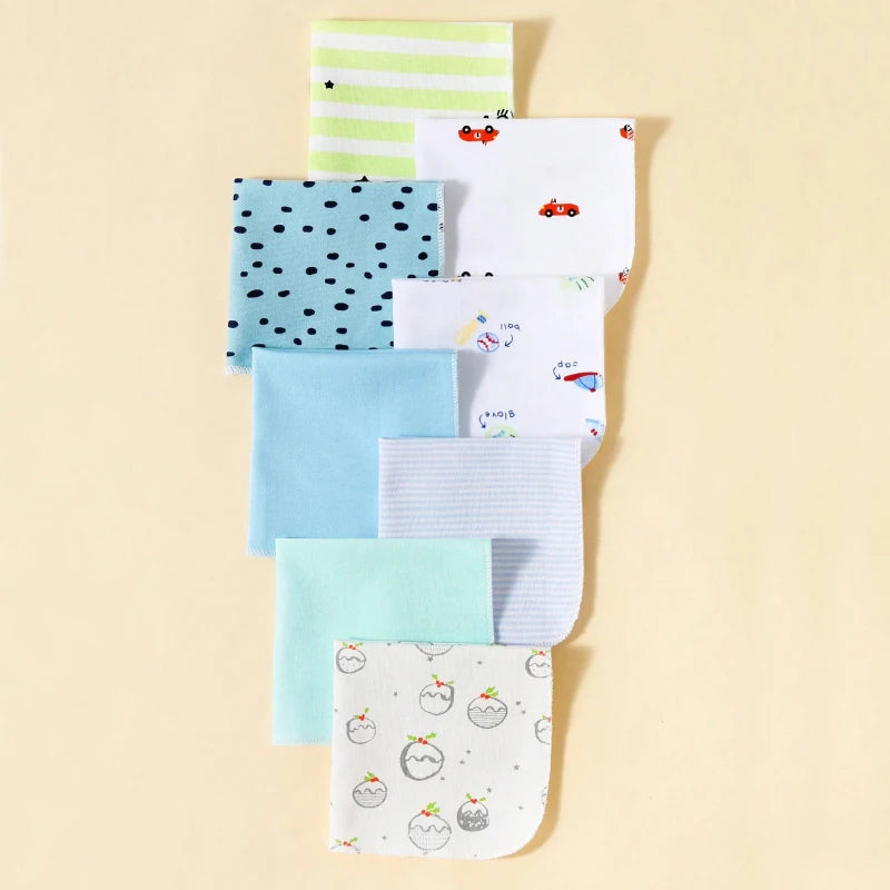 8 Piece Baby Saliva Wipes 100% Cotton Soft and Comfortable Shower Towels Newborn Bath Time Baby Wipes Cloths Handkerchief