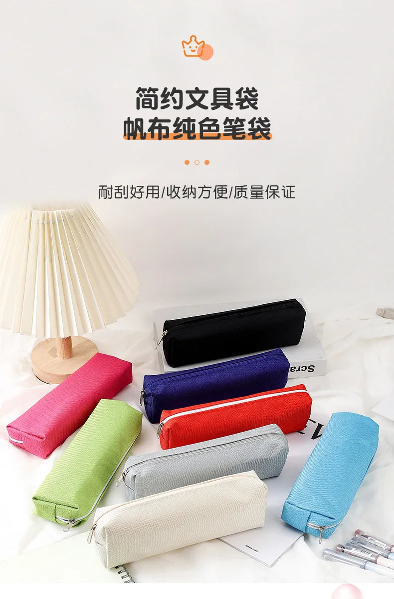 Simple Pencil Case School Supplies Pencil Cases Estuche Escolar Solid Color School Stationery Kalemlik Trousse Pencil Pouch