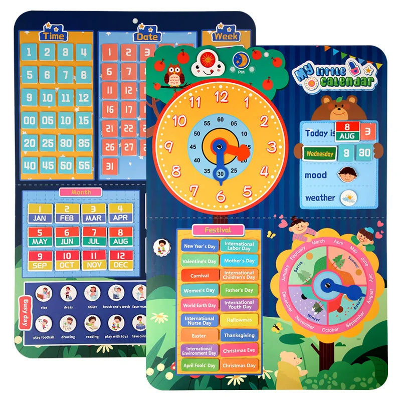 Kids Visual Schedule Daily Calendar Chart Busy Board Preschool Early Learning Toys Time Date Month Festival Weather Season Mood