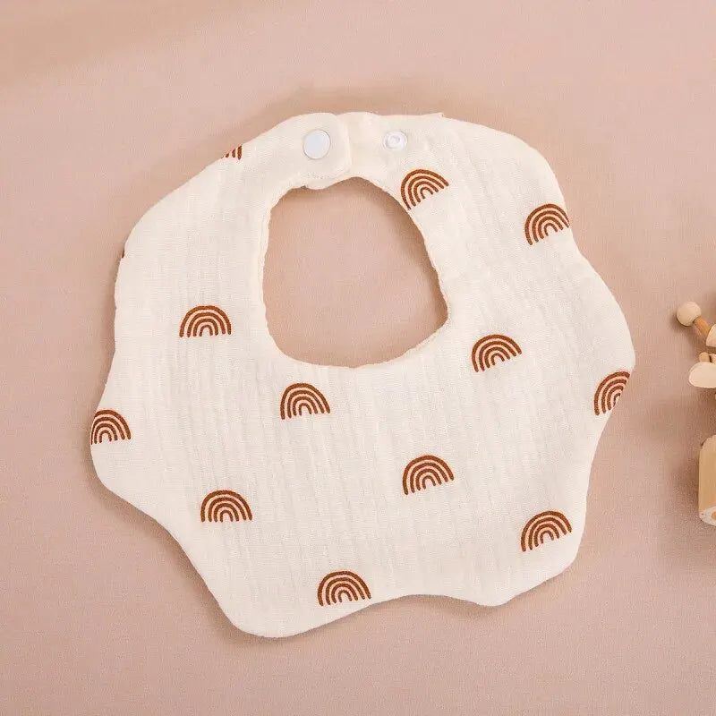 Wholesale Pure Cotton Printed Six-layer 360 Rotatable Baby Feeding Bibs Toddler Saliva Towel Infant Gauze Baby Bib