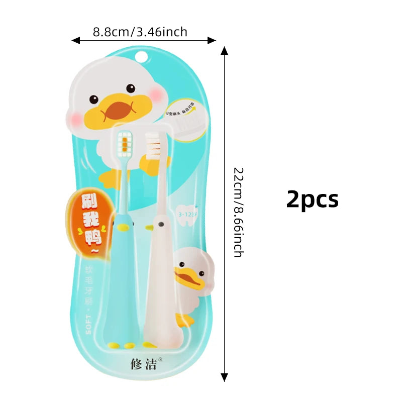 2/4/6/8pcs Cute Duck Children Toothbrushes 0.12mm High-Density Soft-Bristled Tooth Brush Non-Slip Tothbrush For Kids Aged 3-12
