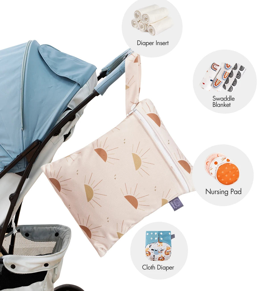 Elinfant Rainbow&Sun Pirnt 3PCS Portable Storage Bag Travel Wash Cosmetic Bag Waterproof Diaper Bag