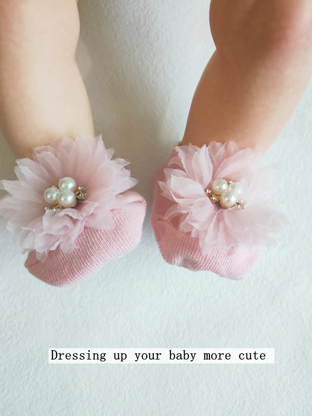 Lovely Pearl Bows Baby Headband Socks Set Non Slip Cotton Sock Lace Flower Newborn Hair Band Turban Girl Hair Accessories