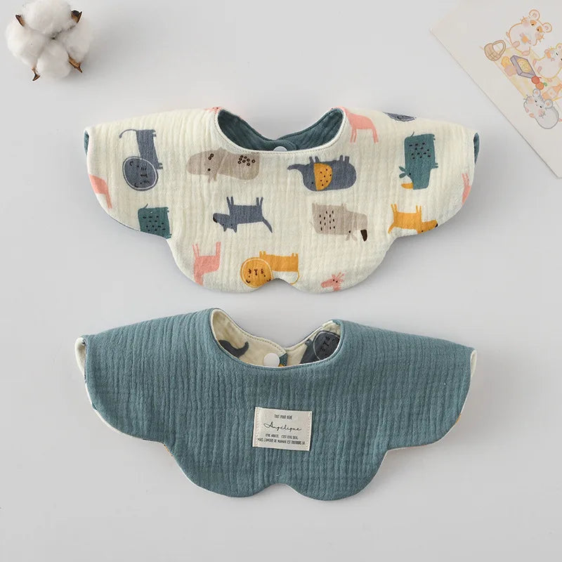 New Cute Cartoon Two-sided Usable Baby Feeding Drool Bib Infants Saliva Towel Cotton Burp Cloth For Newborn Toddler Kids Bibs