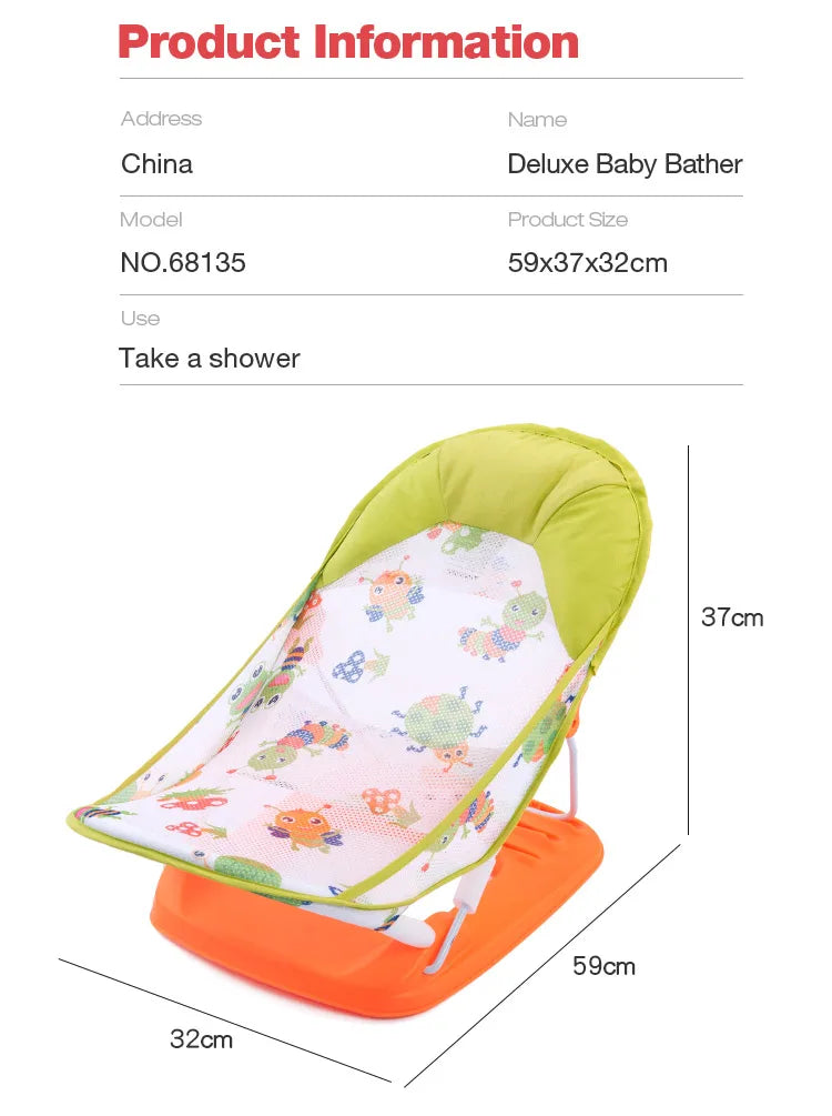 Summer Deluxe Baby Bather Seat Comfort Folding Baby Bather Rocking Chair Baby to Toddler Bath Tub - No-Slip Seat