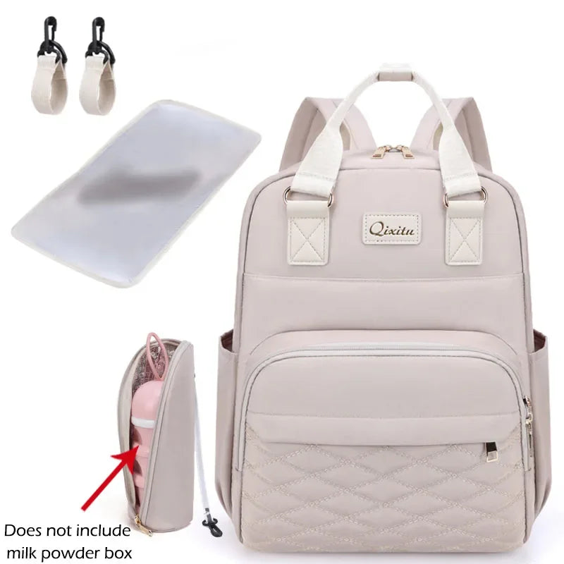 New Mommy Diaper Bags with Diaper Pad Nursing Bags Maternity USB Multifunctional Portable Large Baby Stroller Hanging Bag