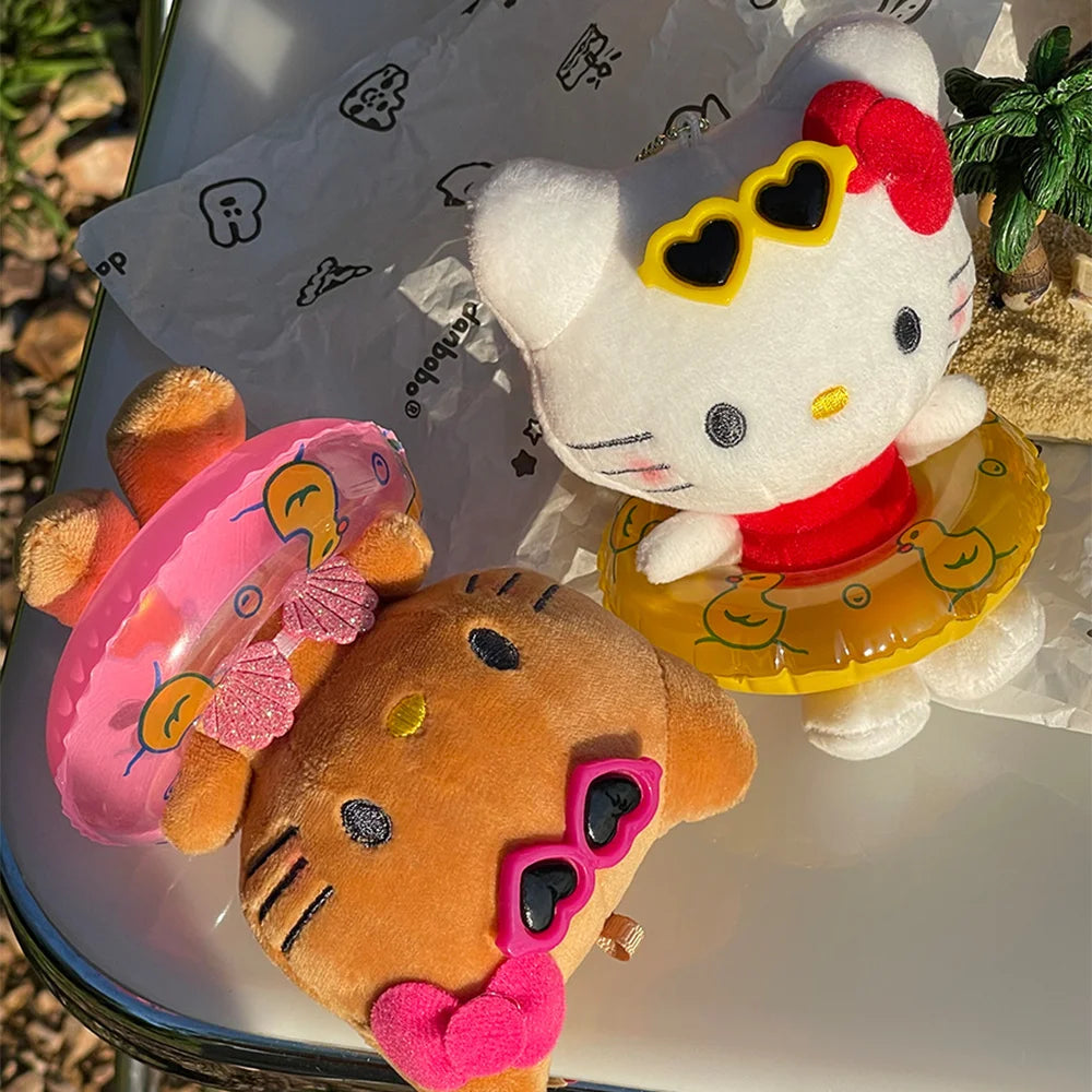 Sanrio Kawaii Cartoon Keychain Hello Kitty Plush Doll Pendant Key Ring Charms Backpack Car Decor Bag Accessories Girls Gifts