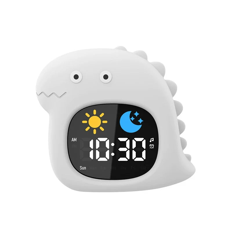 1 Adorable Dinosaur-shaped Silicone Alarm Clock with 6 White Noise Machine Sounds & Colorful Lights for Better Sleep