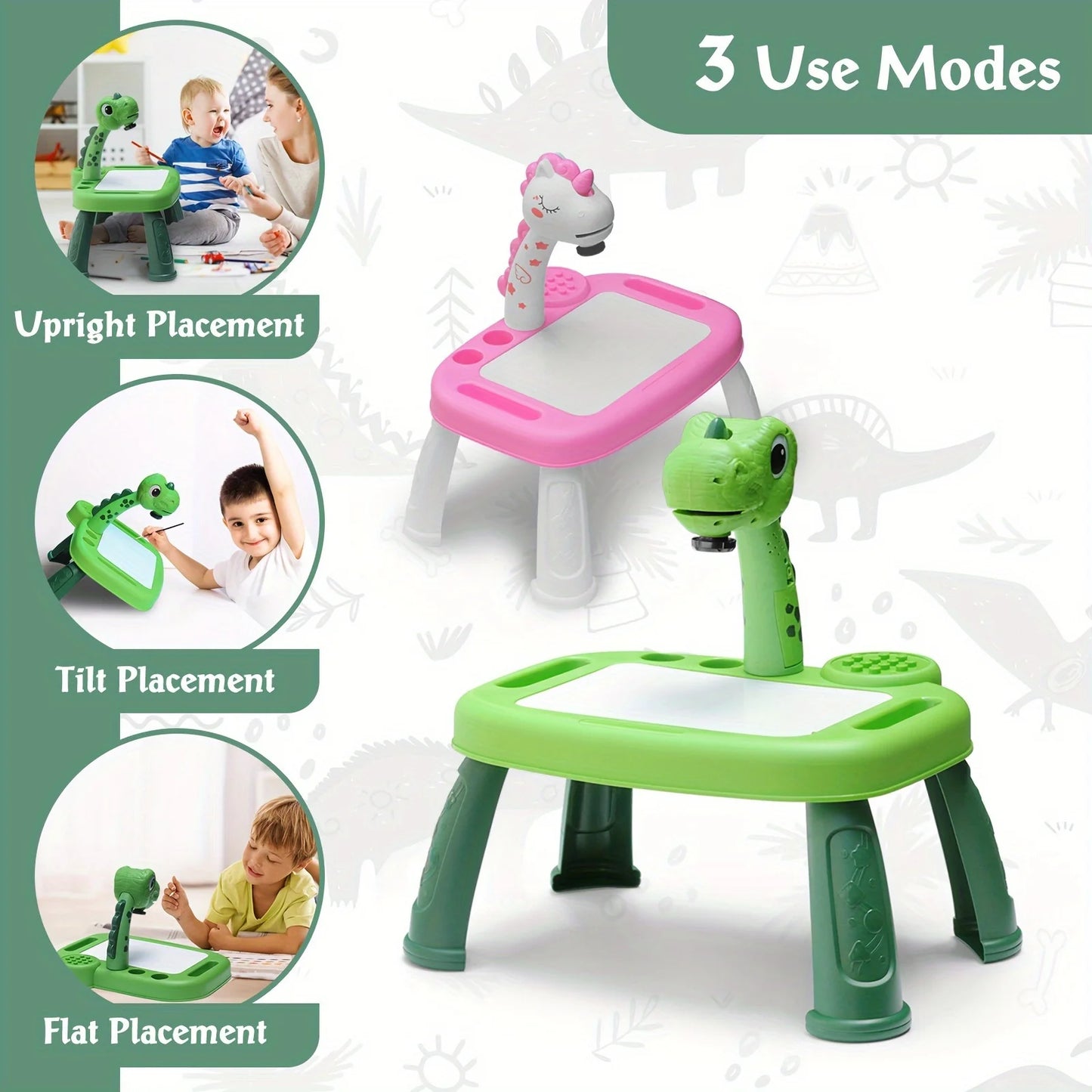 Children's projection painting table, pony shape, graffiti drawing board, electric with music, wipeable drawing board, baby earl