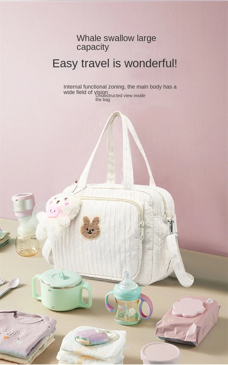 Baby Diaper Bags Maternity Mommy Bag Portable Multi-function Large Capacity Quilted Mom Travel Tote Bottle Storage with Pendant