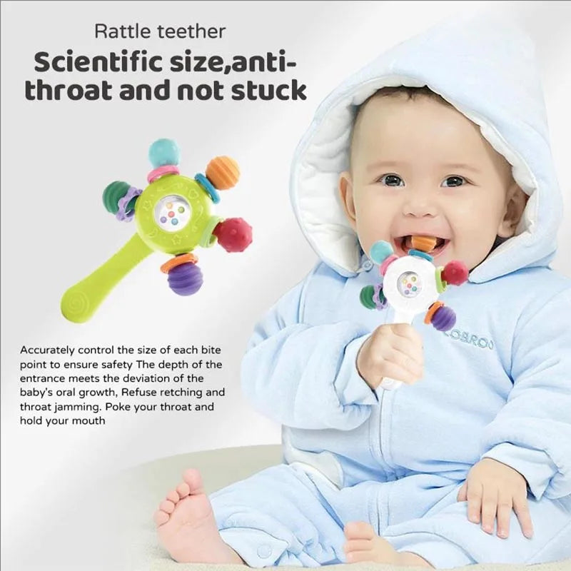 Baby Development Toys 0 6 12 Months Sensory Baby Teether Rattle Hand Grip Toys Soft Teething Educational Toys Games For Babies
