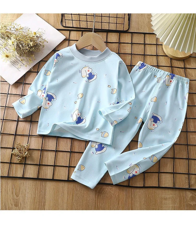 1pcs Children's Underwear Set Kids Soft Cotton Pajamas Boys Girls Baby Spring Autumn Cute Cartoon Long Sleeve Home Sleepwear