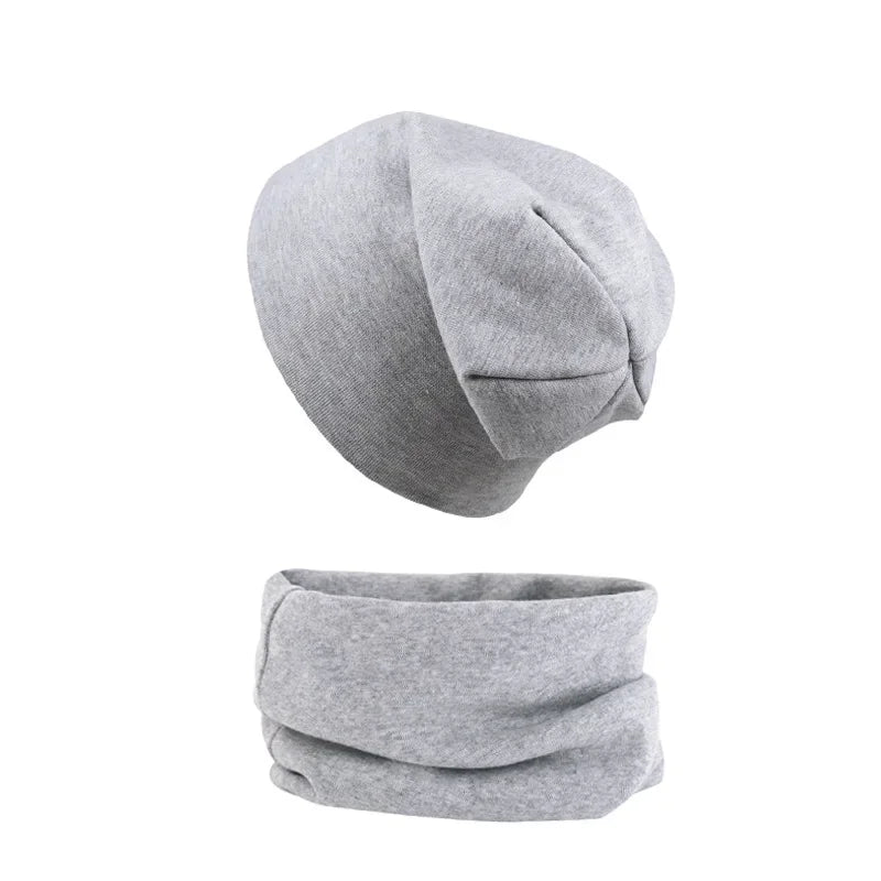 2pcs New Baby Hat Scarf Autumn Winter Soft Elastic Beanie Hats Cotton Newborn Bonnet Warm Accessories Set Boys Girls Hip Hop Cap
