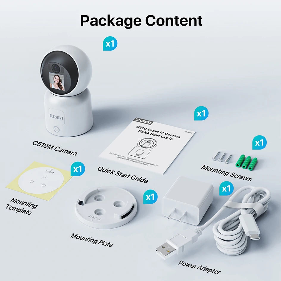ZOSI C519M 4MP HD Indoor Baby Monitor 1.44 Inch Screen 2.4G/5G WiFi Video Call Auto Tracking Wireless IP Smart Surveillance Cam