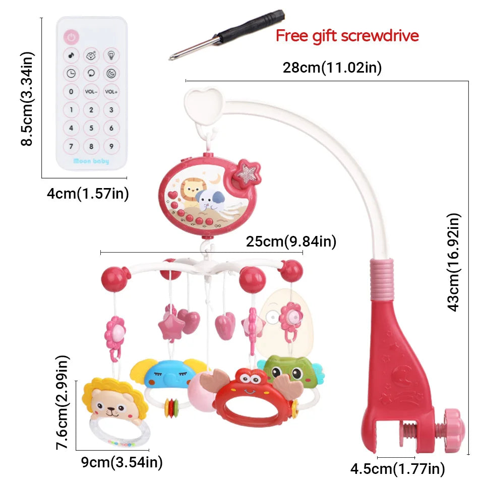 Baby Crib Mobile Rattle Toy For 0-12 Months Infant Rotating Musical Projector Night Light Bed Bell Educational For Newborn Gift