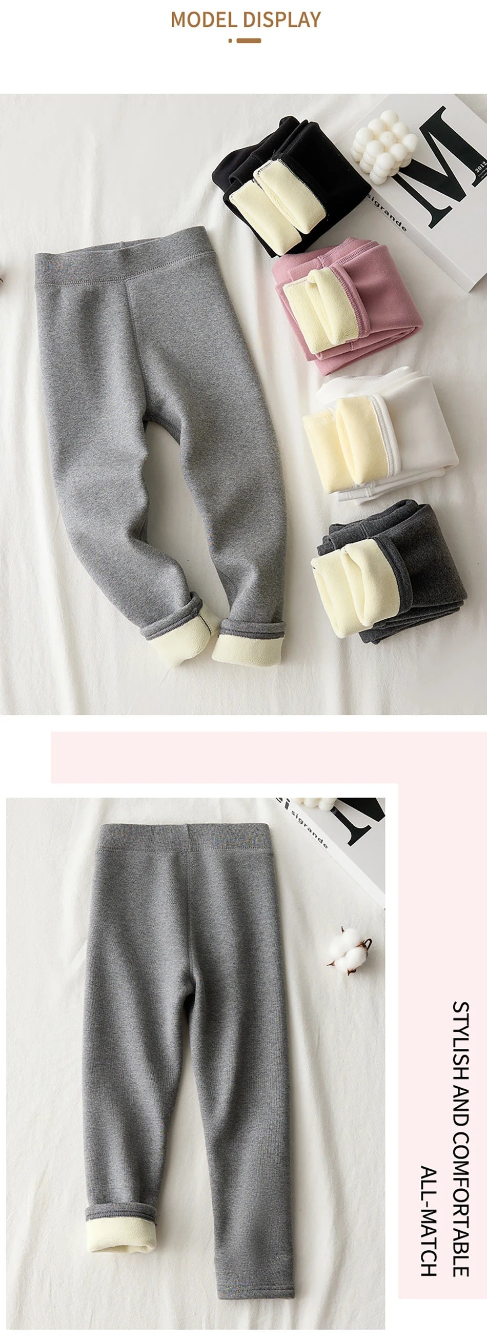Thickened and Warm Girls Winter Fleece Long Pants Children Comfort Soft Leggings Kids Fashion Outerwear Bottoms School Clothes