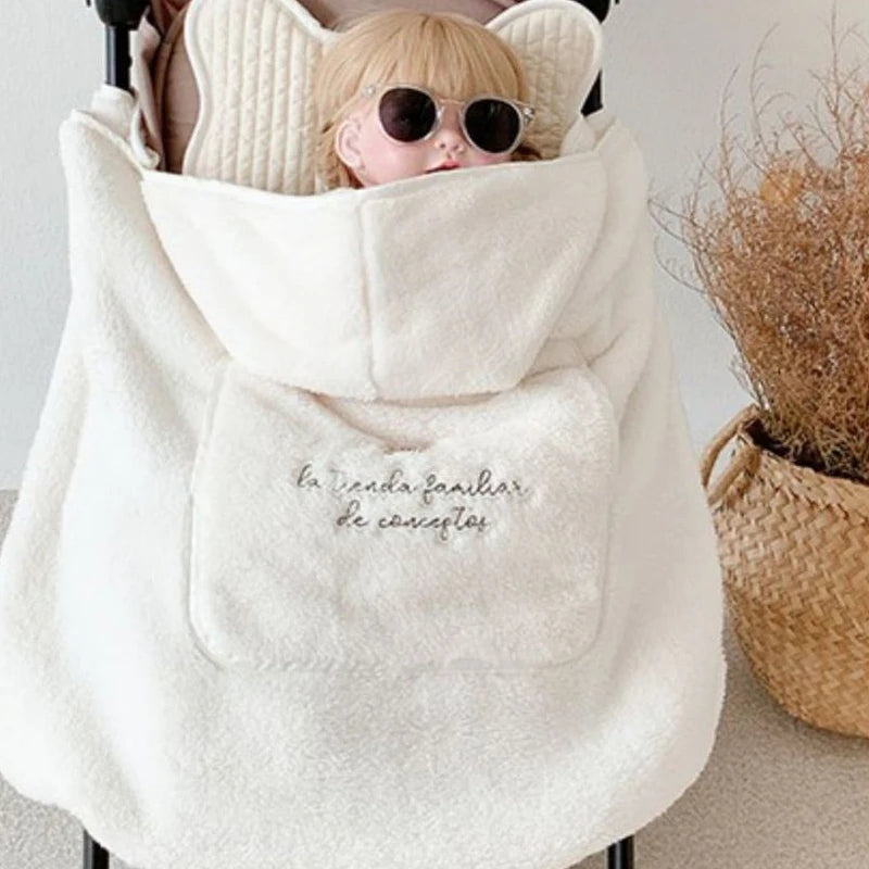 ins cartoon bear plush baby blanket baby stroller windproof blanket travel out portable warm baby swaddle blanket