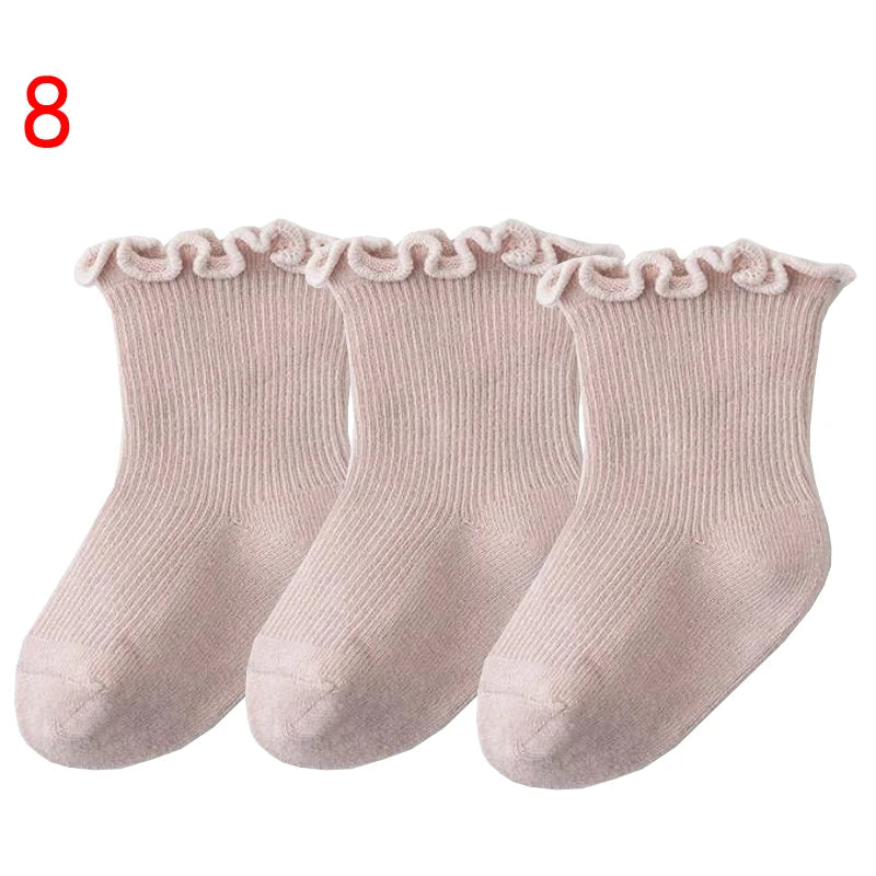 3Pair/lot New Boys and Girls Solid Color Baby Socks
