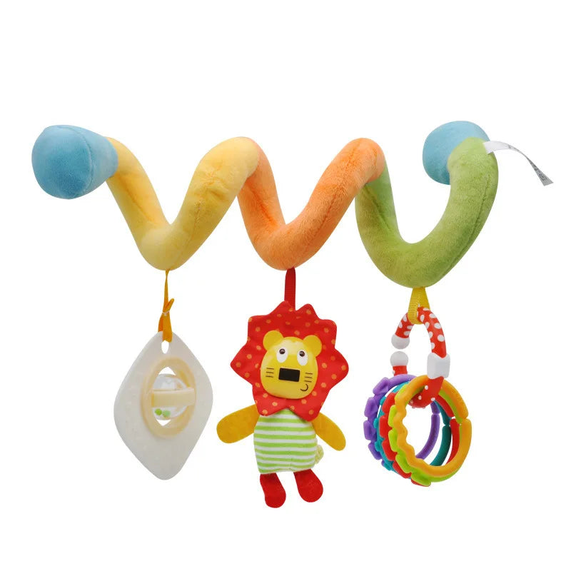 Newborns Spiral Hanging Activity Stroller Toy Baby Carseat Toy Black & White Lion Koala Rattle for Crib Mobile Sensory Toy Gift