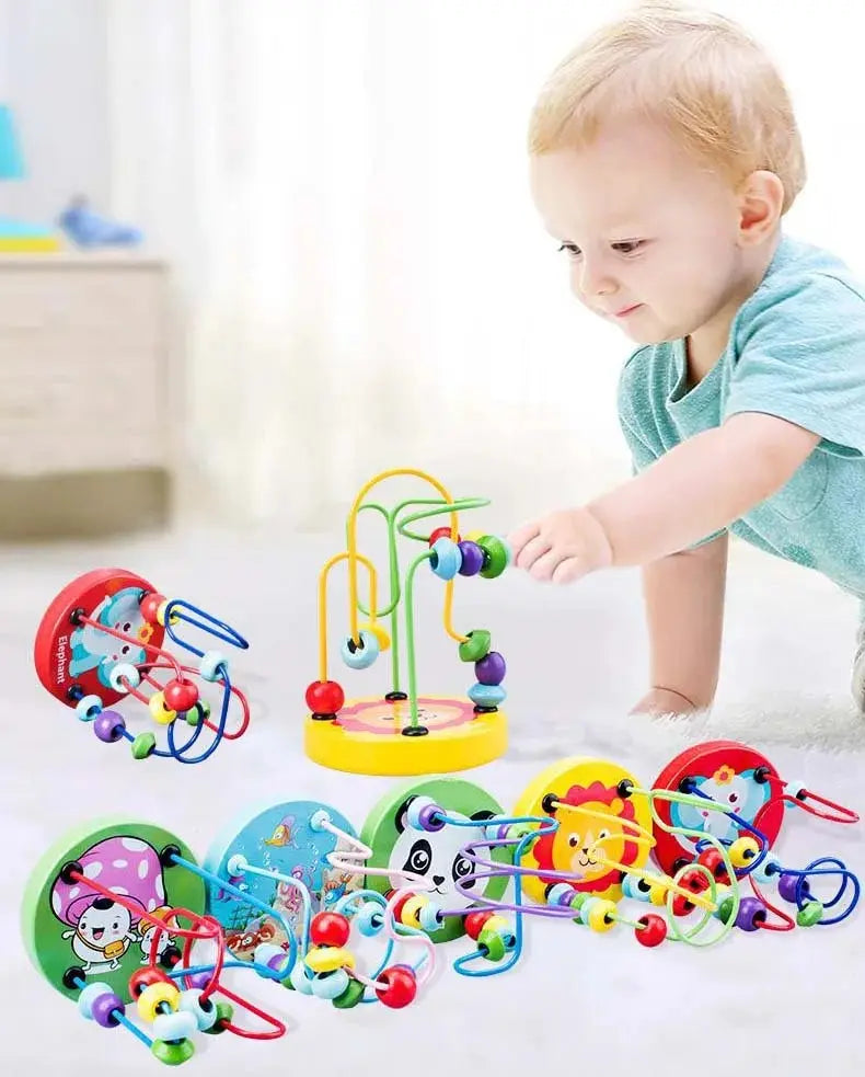 Colorful Wooden Roller Coaster Educational Circle Toy For Preschool Learning Bead Maze Toy Perfect Gift For Young Children