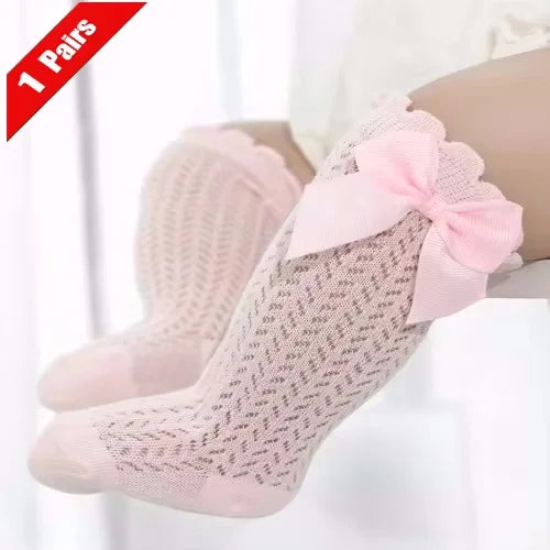 1/3Pairs Baby Girl Socks Toddler Big Bow Cotton Summer Mesh Infant Knee Socks Newborn Long Princess Socks For Girls 0-24Month