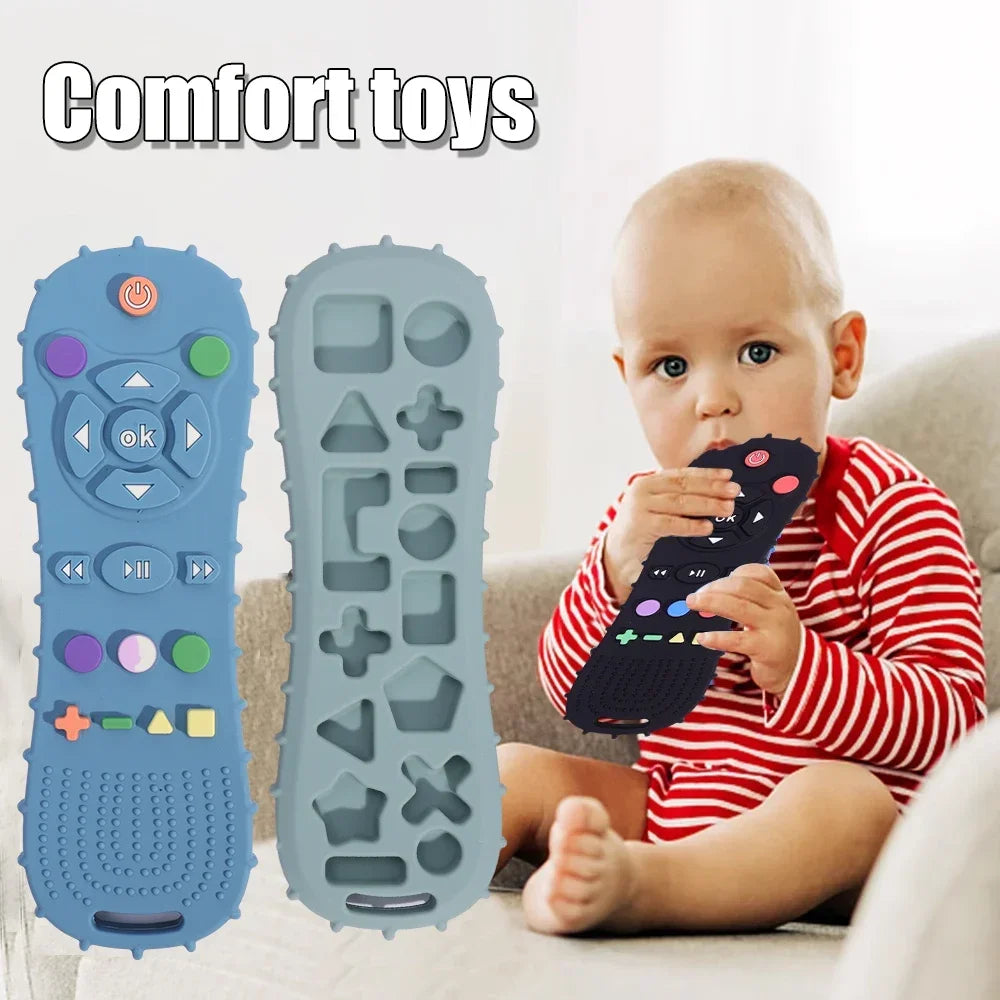 Novelty Silicone Simulation TV Remote Control Shape Soothing Toy Baby Food Grade Teaser Stick Children's Sensory Education Toys