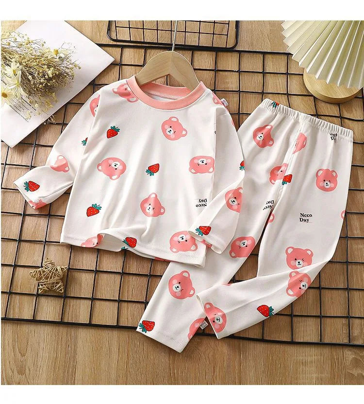 1pcs Children's Underwear Set Kids Soft Cotton Pajamas Boys Girls Baby Spring Autumn Cute Cartoon Long Sleeve Home Sleepwear