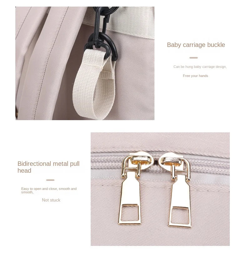 New Mommy Diaper Bags with Diaper Pad Nursing Bags Maternity USB Multifunctional Portable Large Baby Stroller Hanging Bag