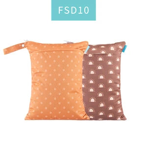 HappyFlute 2Pcs Waterproof Washable Dry And Wet Separation Baby Cloth Diaper Nappy Bag Travel Wetbag For Pool And Beach