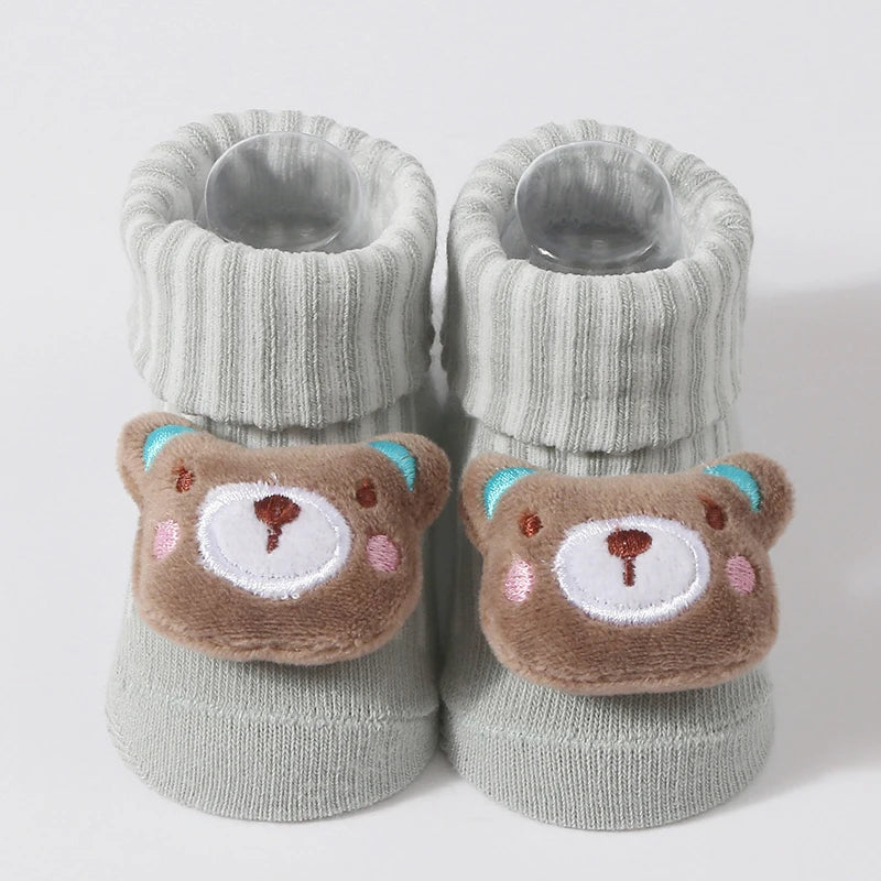 Baby Socks Spring and Autumn Soft Cotton Newborn Baby Socks in The Tube Cartoon 3D Doll Infant Boys Girls Socks 0-6 months