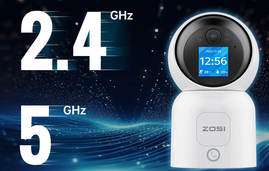 ZOSI C519M 4MP HD Indoor Baby Monitor 1.44 Inch Screen 2.4G/5G WiFi Video Call Auto Tracking Wireless IP Smart Surveillance Cam