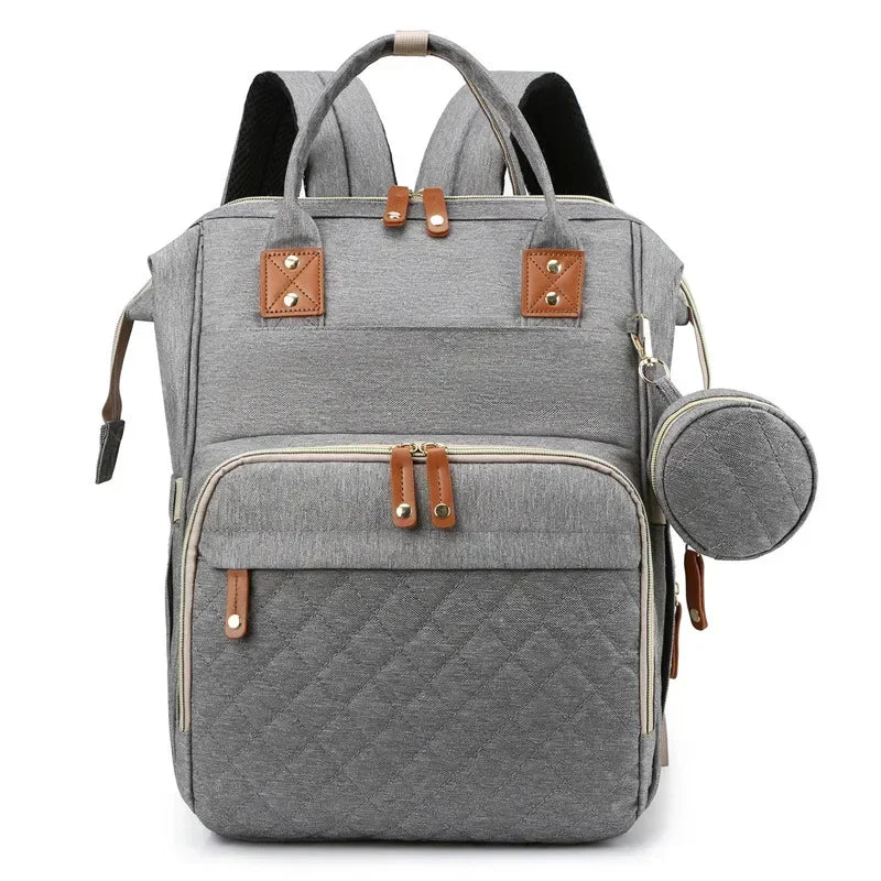 Mummy Backpack With Foldable Crib Soft Mattress Multifunctional Mommy Bags Baby Bottle Insulation Storage Bags Diaper Organizer