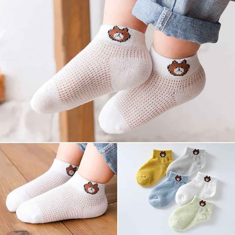 5 PAir Set Children Socks Summer Fishnet Boy Socks Spring Summer Thin Mesh Boat Socks Boys Girls Short Socks