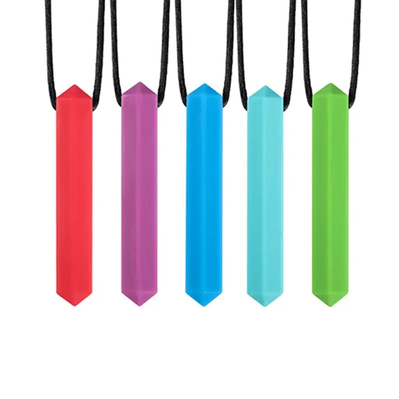 Baby Silicone Teether Kids Chew Necklace Sensory Chewy Pendant Teething Toys for Autism ADHD Special Needs