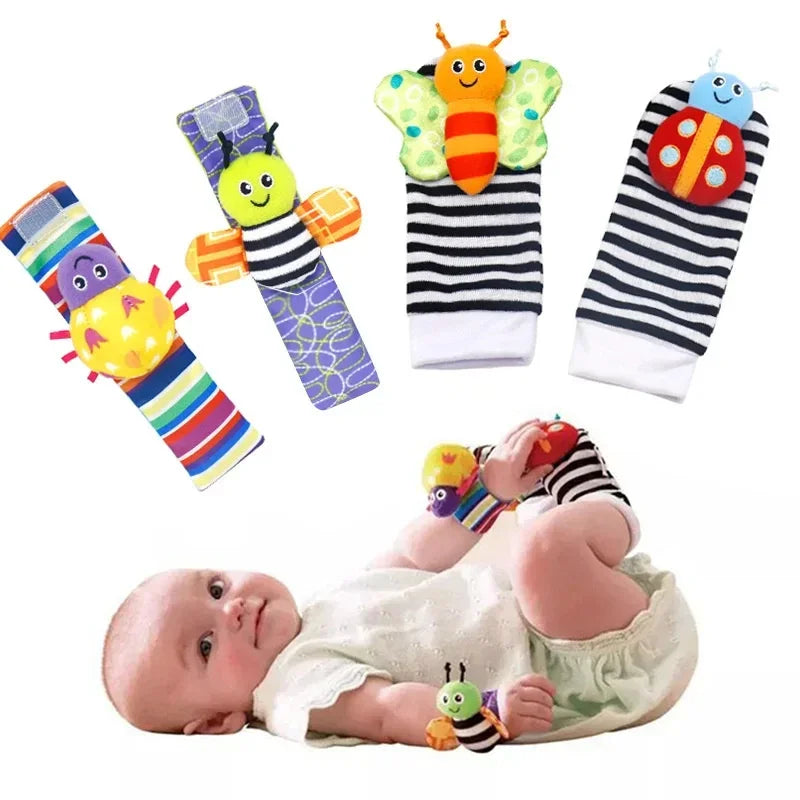 4pcs/Set Baby Infant Wrist Rattle Socks Toys 0-12 Month Girl Boy Early Educational Development Cute Toddlers Sensory Gifts