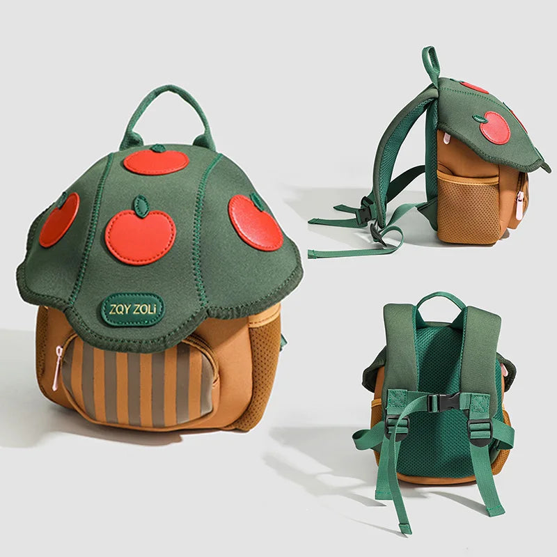 Kid Backpack Cute Mushroom Apple Kindergarten Cartoon Pink Mini Travel Bag Schoolbag Preschool Gift for Toddler Girl Boy 3-6