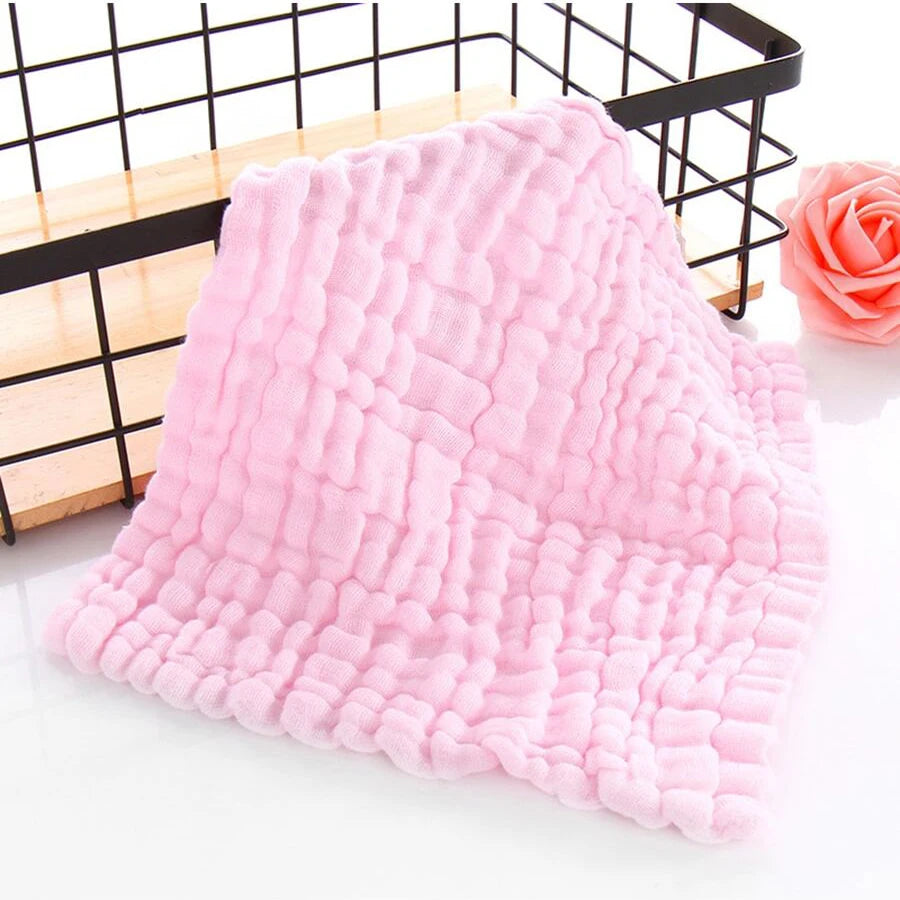 5pcst Baby Towels Muslin 6 layers Cotton SoftBaby Face Towel Handkerchief Bathing Feeding Face Washcloth Wipe Burp Cloth