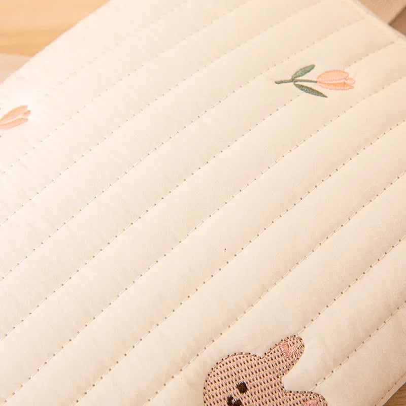 Cotton Mommy Bag Baby Diaper Bag Nappy Caddy Pouch Portable Stroller Storage Bag Cute Bear Embroidery Purse Baby Organizer