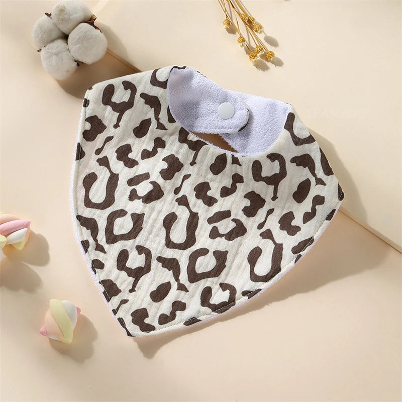 New Baby Cartoon Animal Triangle Bib Pure Cotton Waterproof Boy Girl Kid Printed Saliva Towel Newborn Infant Anti Spitting Cloth