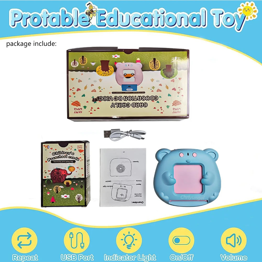 Talking Flash Cards Toddlers Learning Machine Early Educational Language Electronic Audio Book Kid Flashcards Montessori Toys