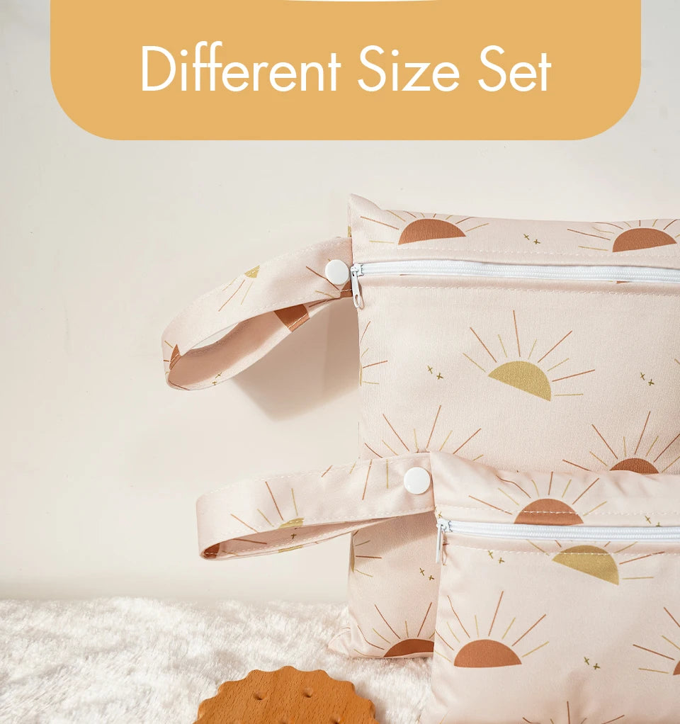 Elinfant Rainbow&Sun Pirnt 3PCS Portable Storage Bag Travel Wash Cosmetic Bag Waterproof Diaper Bag