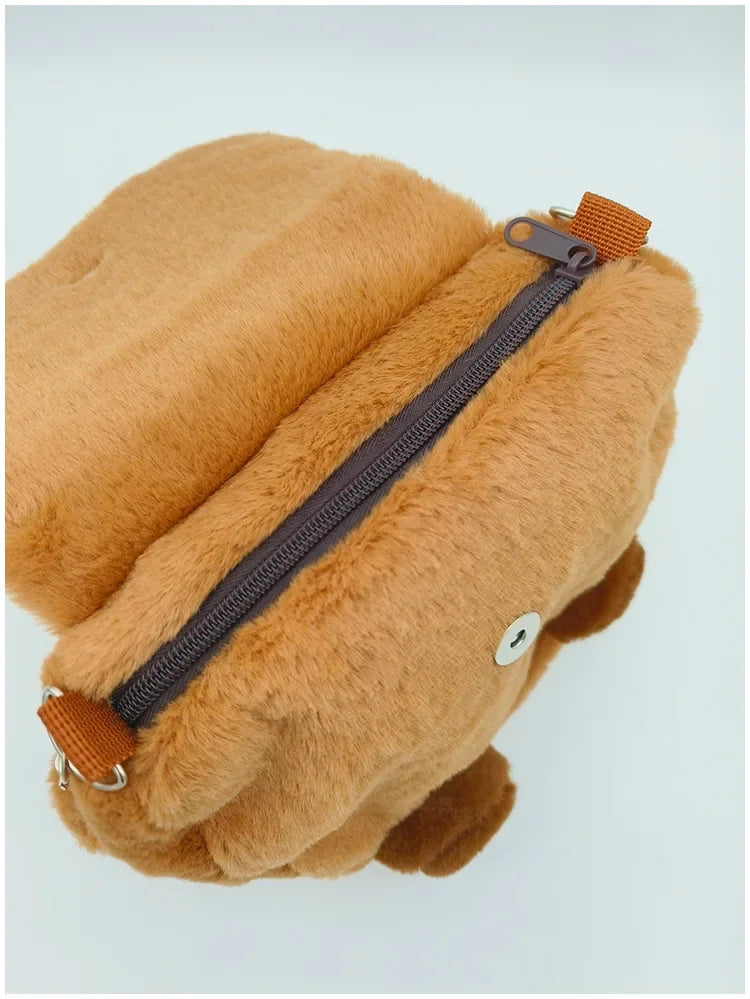 Student School Bag Artificial Fur Plush Capybara Bag Casual All-match Fur Bag Large Capacity Backpack School Backpack Mochila