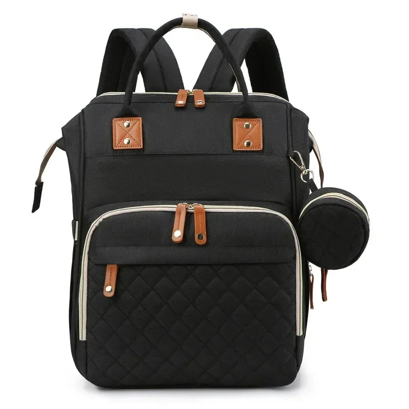 Mummy Backpack With Foldable Crib Soft Mattress Multifunctional Mommy Bags Baby Bottle Insulation Storage Bags Diaper Organizer