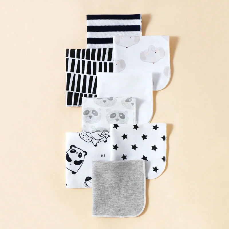8 Piece Baby Saliva Wipes 100% Cotton Soft and Comfortable Shower Towels Newborn Bath Time Baby Wipes Cloths Handkerchief