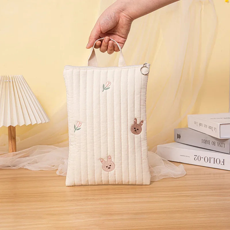 Cotton Mommy Bag Baby Diaper Bag Nappy Caddy Pouch Portable Stroller Storage Bag Cute Bear Embroidery Purse Baby Organizer